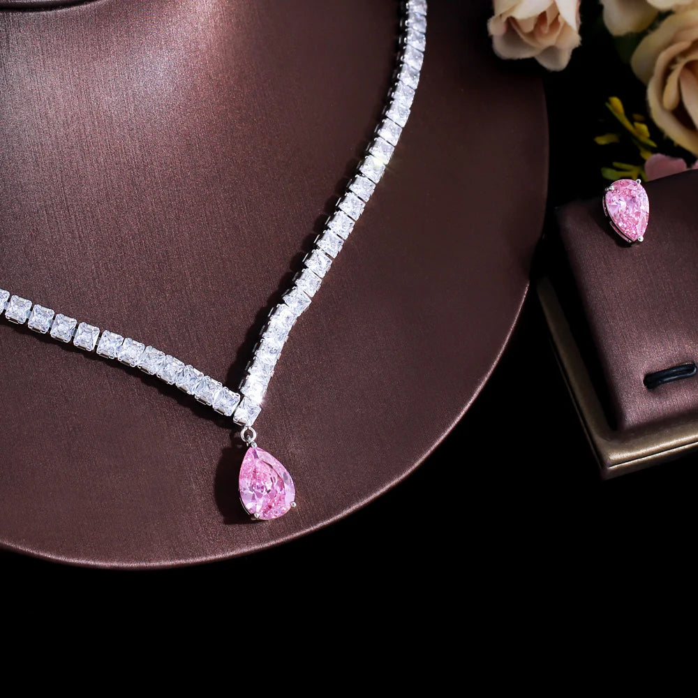 Collier Rose Cubic CZ (2pcs)