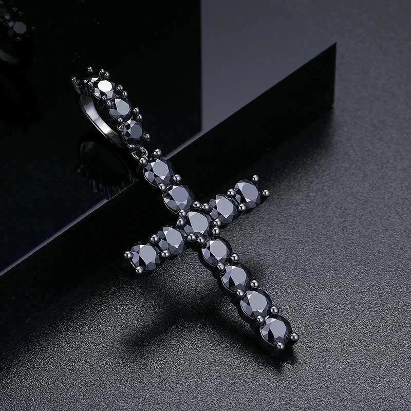 Pendentif Croix Noir Argent 925